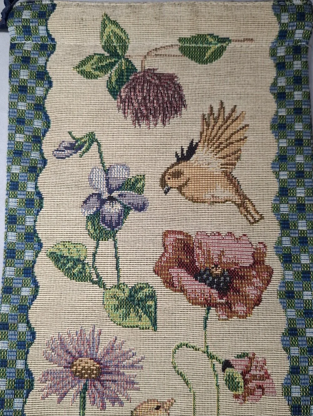 Marjolein Bastin Blue & Cream Birds & Blooms Woven Tapestry Wall Door Banner Han